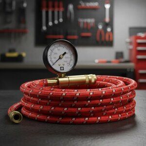 Genuine GM Factory Air Hose With Tire Pressure Gauge & Faux Leather Bag